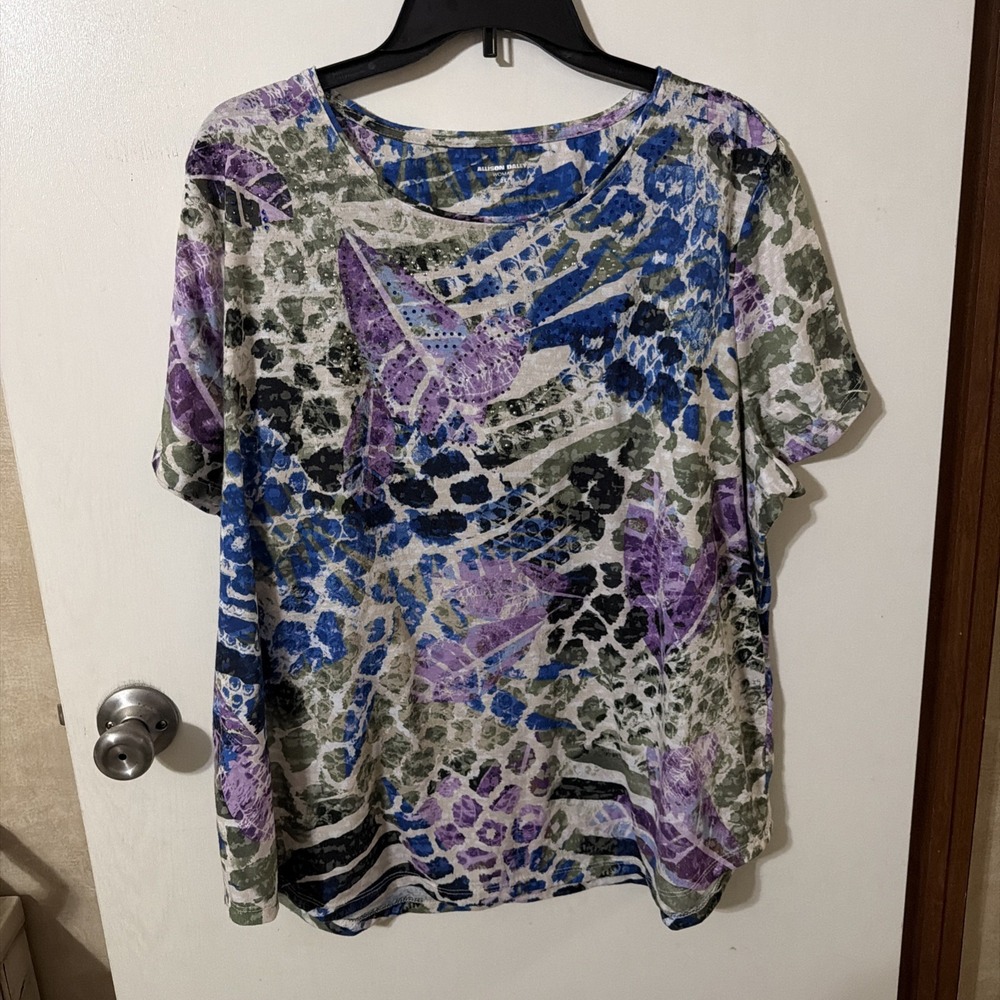 Allison Daley Multi-Color Studded Shirt Womens Size 2X